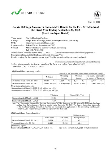 Vorschaubild Noevir Holdings Halbjahresbericht 2022-h1