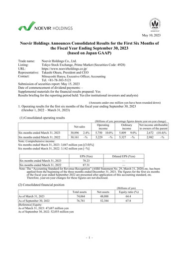 Vorschaubild Noevir Holdings Halbjahresbericht 2023-h1
