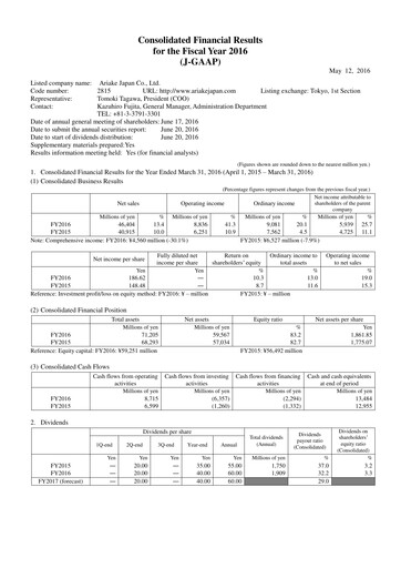 Thumbnail ARIAKE JAPAN Financial Report fy2016