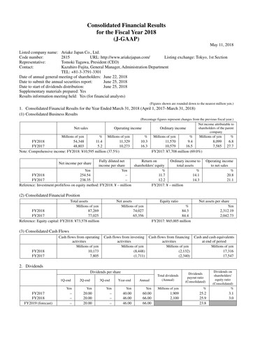 Thumbnail ARIAKE JAPAN Financial Report fy2018