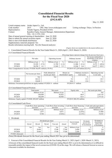 Thumbnail ARIAKE JAPAN Financial Report fy2020