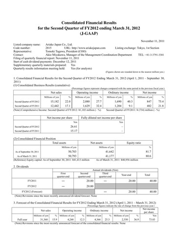 Thumbnail ARIAKE JAPAN Half-year Report fy2012-h1