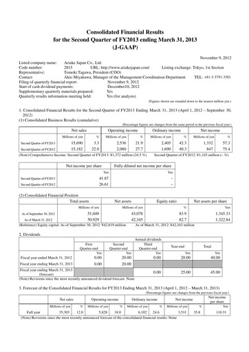 Thumbnail ARIAKE JAPAN Half-year Report fy2013-h1