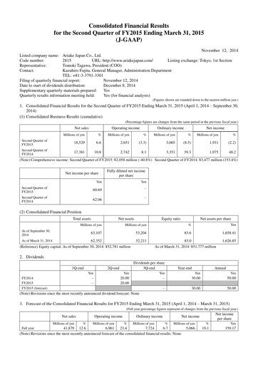 Thumbnail ARIAKE JAPAN Half-year Report fy2015-h1