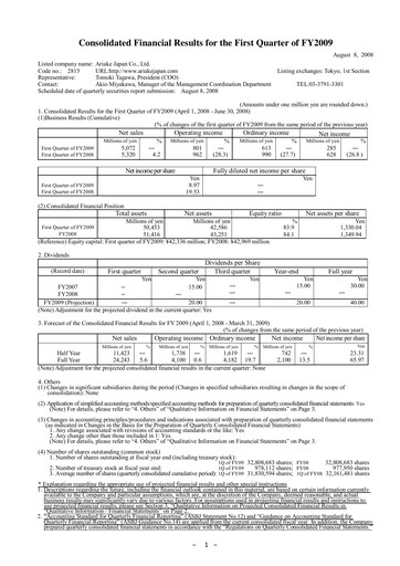 Miniature ARIAKE JAPAN Rapport trimestriel fy2009-q1