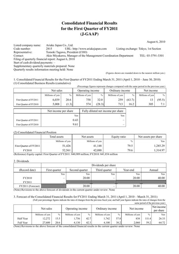 Miniature ARIAKE JAPAN Rapport trimestriel fy2011-q1