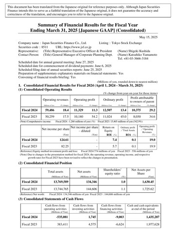 Thumbnail Japan Securities Finance Financial Statement fy2024