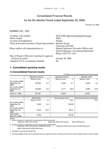 Miniature Komeri Co.,Ltd. Rapport semestriel 2006-h1