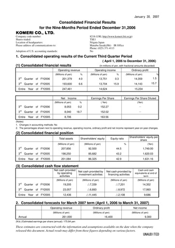 Thumbnail Komeri Co.,Ltd. Quarterly Report 2006-q3