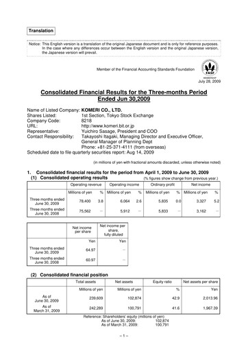 Thumbnail Komeri Co.,Ltd. Quarterly Report 2009-q1