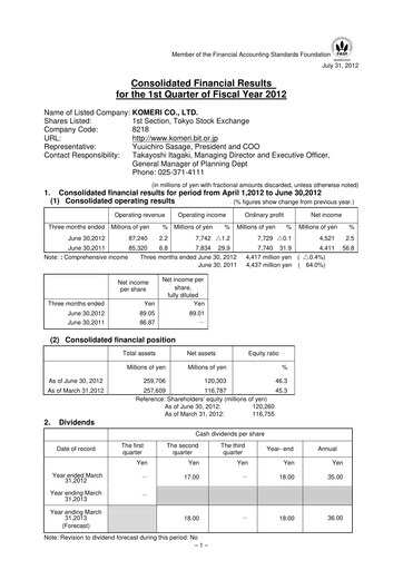 Thumbnail Komeri Co.,Ltd. Quarterly Report 2012-q1
