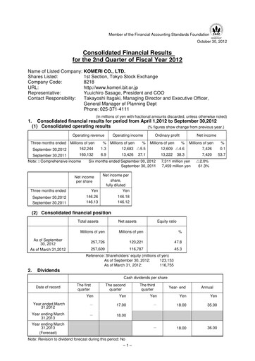 Thumbnail Komeri Co.,Ltd. Quarterly Report 2012-q2