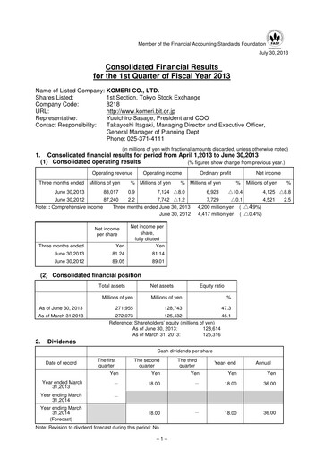 Thumbnail Komeri Co.,Ltd. Quarterly Report 2013-q1