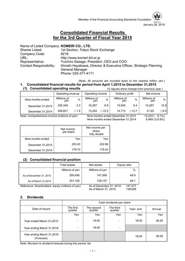 Thumbnail Komeri Co.,Ltd. Quarterly Report 2015-q3