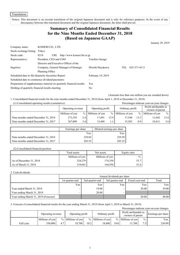 Thumbnail Komeri Co.,Ltd. Quarterly Report 2018-q3