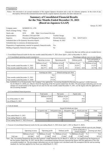 Thumbnail Komeri Co.,Ltd. Quarterly Report 2021-q3