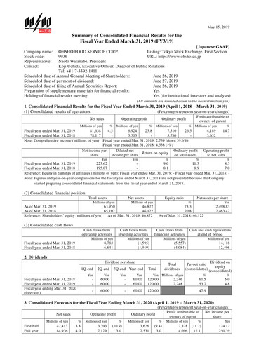 Thumbnail Ohsho Food Service Financial Statement fy2018