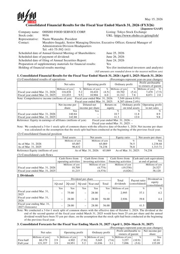 Vorschaubild Ohsho Food Service Finanzmitteilung fy2026