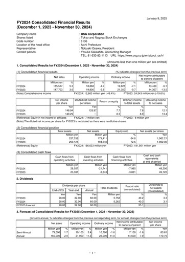 Thumbnail OSG Corporation Financial Report 2024