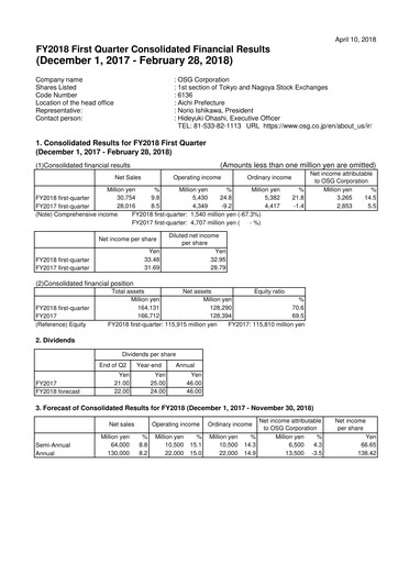 Thumbnail OSG Corporation Quarterly Report 2018-q1