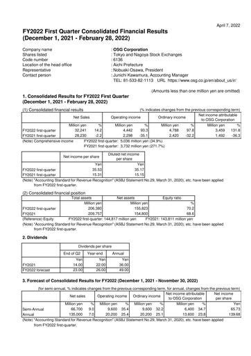 Thumbnail OSG Corporation Quarterly Report 2022-q1