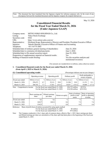 Thumbnail MITSUI-SOKO HOLDINGS Co., Ltd. Financial Statement 2025