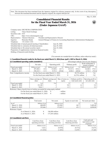 Thumbnail Okumura Corporation Financial Report 2026