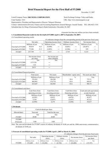 Miniature Okumura Corporation Rapport semestriel 2007-h1