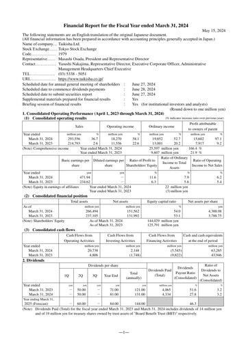 Thumbnail Taikisha Financial Statement fy2023