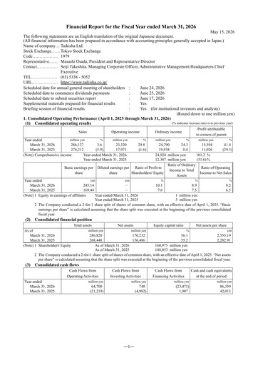 Thumbnail Taikisha Financial Statement fy2026