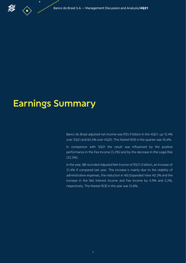 Thumbnail Banco do Brasil
 Quarterly Report 2021-q4