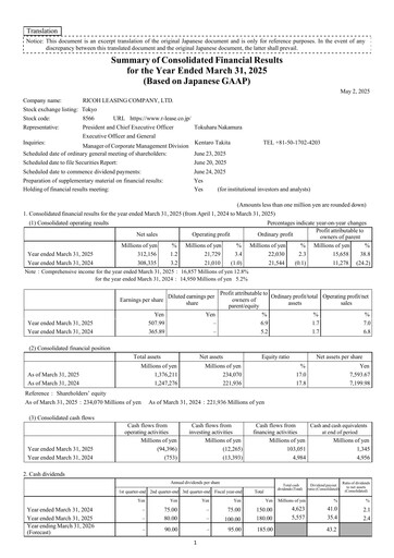Thumbnail Ricoh Leasing Company Financial Statement fy2025
