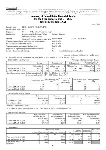 Thumbnail Ricoh Leasing Company Financial Statement fy2026