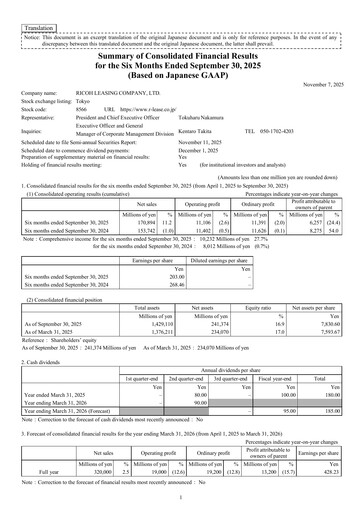 Thumbnail Ricoh Leasing Company Half-year Report 2026-h1