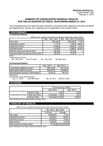 Thumbnail Nisshinbo Holdings Quarterly Report 2014-q3