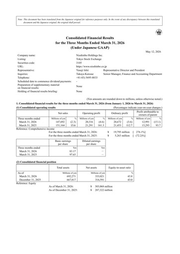 Thumbnail Nisshinbo Holdings Quarterly Report 2026-q1