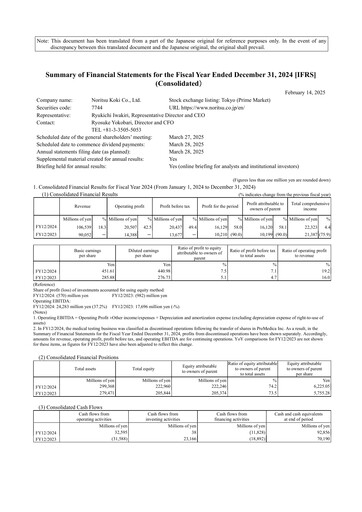 Thumbnail Noritsu Koki Financial Statement 2024