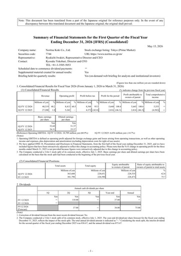 Thumbnail Noritsu Koki Quarterly Report 2026-q1