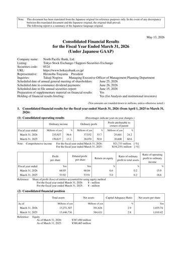 Thumbnail North Pacific Bank Financial Statement fy2026