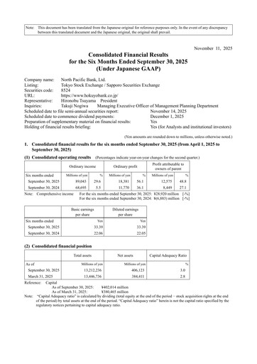 Thumbnail North Pacific Bank Half-year Report 2025-h1