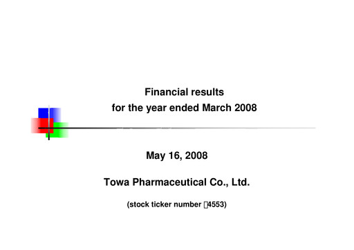 Miniature Towa Pharmaceutical Rapport financier 2007