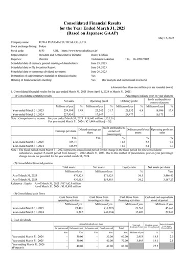 Thumbnail Towa Pharmaceutical Financial Statement fy2024