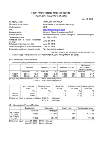Thumbnail TOWA Corporation Financial Report 2017