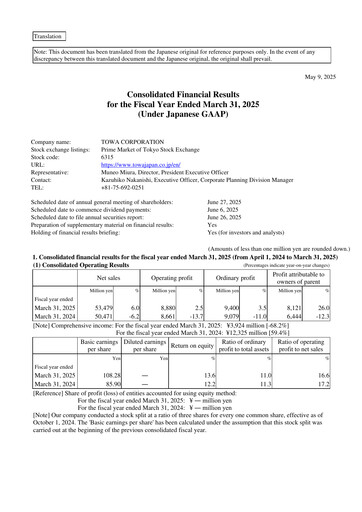 Thumbnail TOWA Corporation Financial Report 2025