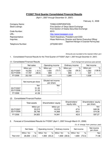 Thumbnail TOWA Corporation Quarterly Report 2007-q3