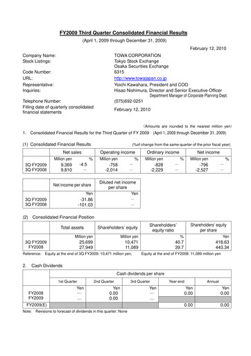 Thumbnail TOWA Corporation Quarterly Report 2009-q3