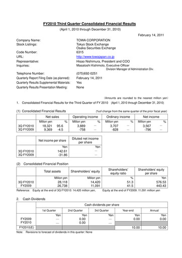 Thumbnail TOWA Corporation Quarterly Report 2010-q3