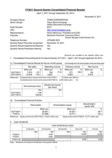 Thumbnail TOWA Corporation Quarterly Report 2011-q2