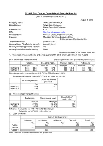 Thumbnail TOWA Corporation Quarterly Report 2012-q1