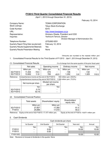 Thumbnail TOWA Corporation Quarterly Report 2013-q3